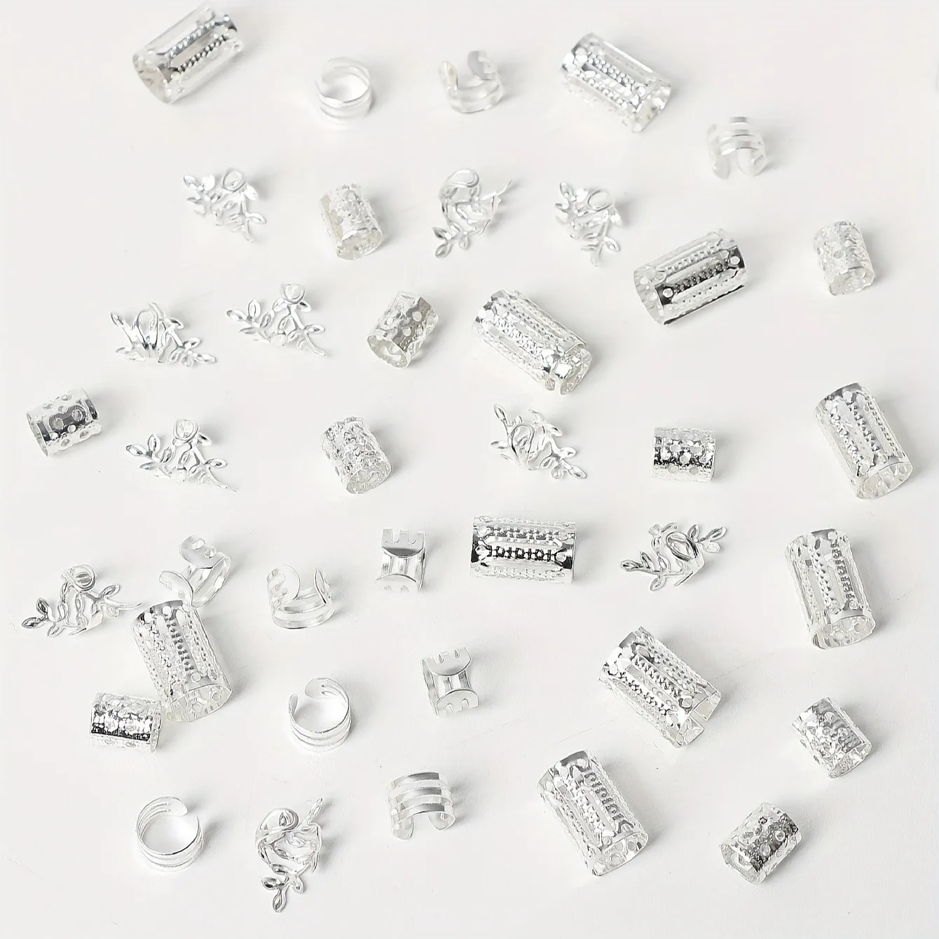 40/80PCS Elegant Hollow Out Hair Rings  For Women Girls DIY Hair Accessories Loc Hair Jewelry for Braids