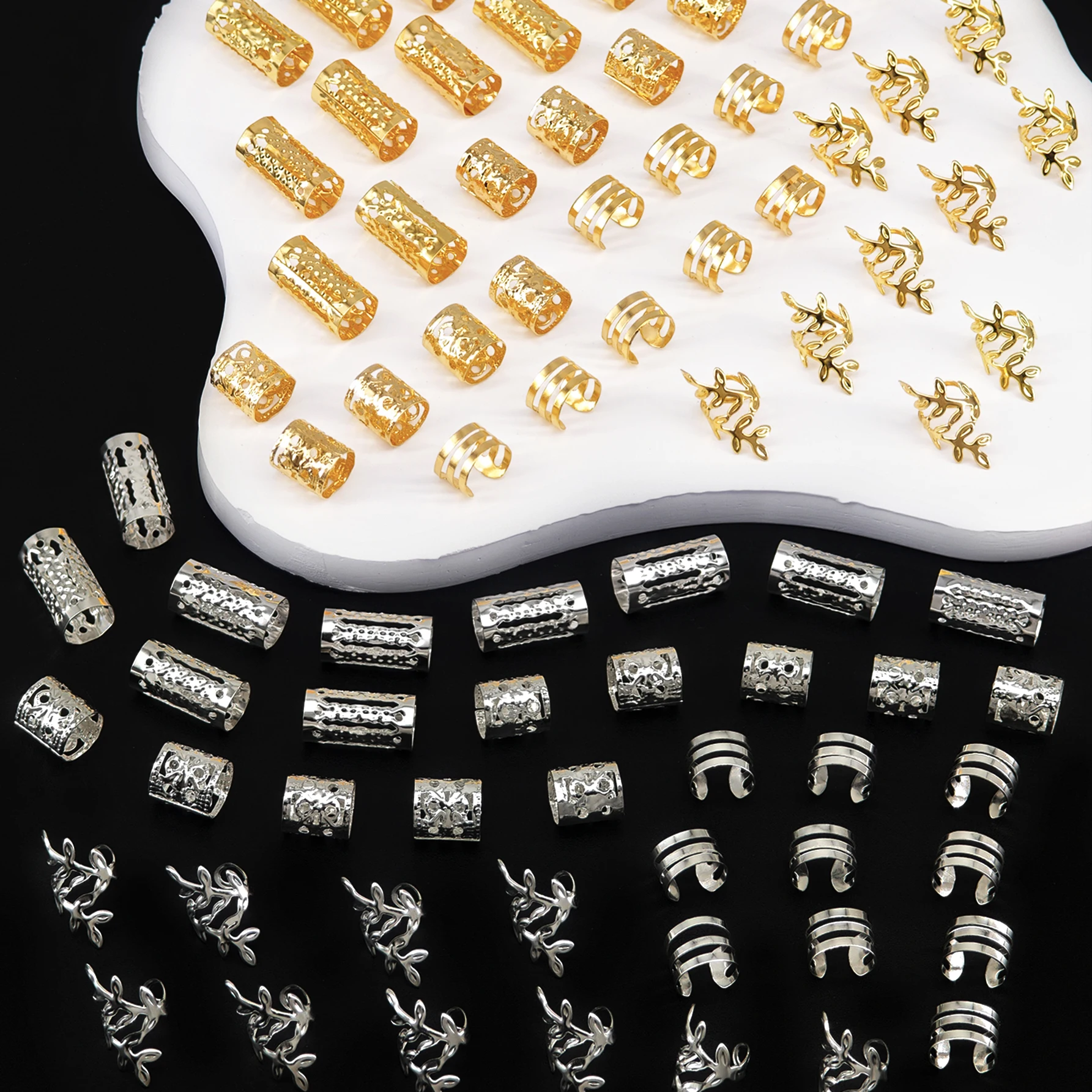 40/80PCS Elegant Hollow Out Hair Rings  For Women Girls DIY Hair Accessories Loc Hair Jewelry for Braids