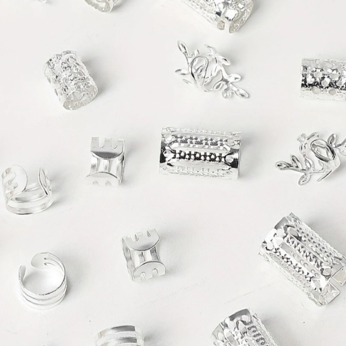 40/80PCS Elegant Hollow Out Hair Rings  For Women Girls DIY Hair Accessories Loc Hair Jewelry for Braids