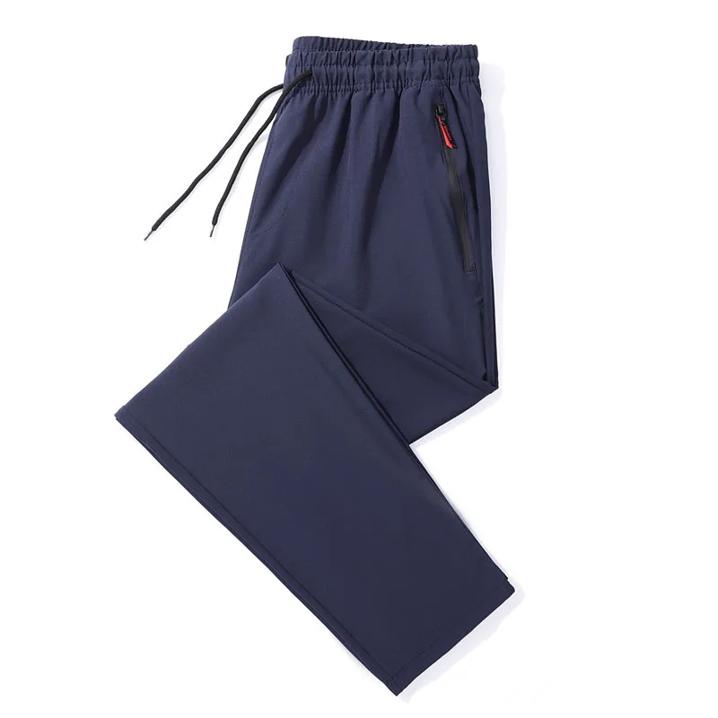 Men's Casual Pants Straight Slim Fit Elastic Waist Jogger Korean Classic Blue Black Gray Male Brand Trousers Plus Size