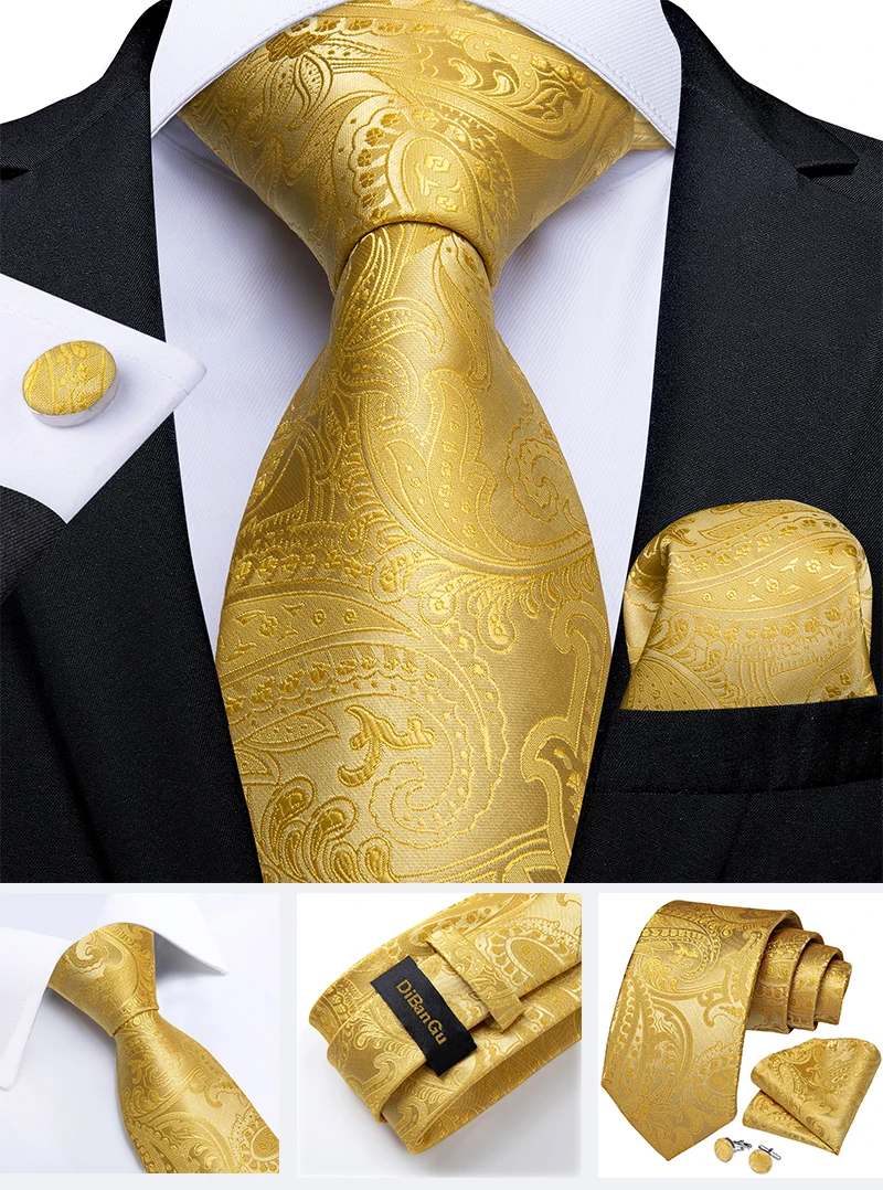 Fashion Paisley Men's Ties Gold Teal Green Black Tie For Men 8cm Business Wedding Accessories Cravat Gift For Men DiBanGu