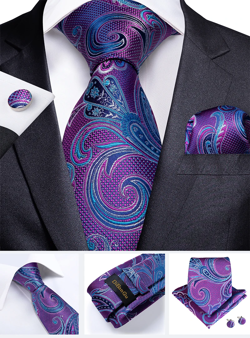 Fashion Paisley Men's Ties Gold Teal Green Black Tie For Men 8cm Business Wedding Accessories Cravat Gift For Men DiBanGu