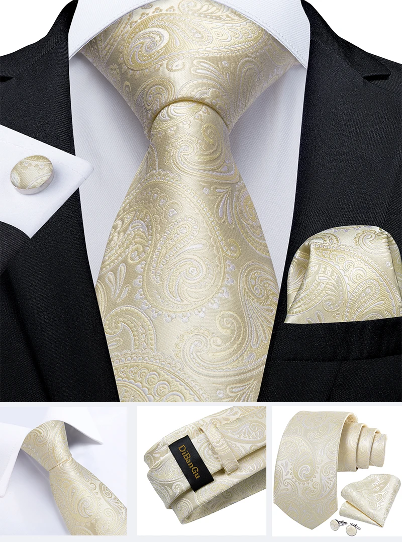 Fashion Paisley Men's Ties Gold Teal Green Black Tie For Men 8cm Business Wedding Accessories Cravat Gift For Men DiBanGu