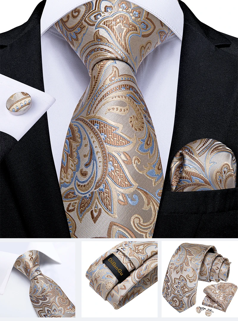 Fashion Paisley Men's Ties Gold Teal Green Black Tie For Men 8cm Business Wedding Accessories Cravat Gift For Men DiBanGu