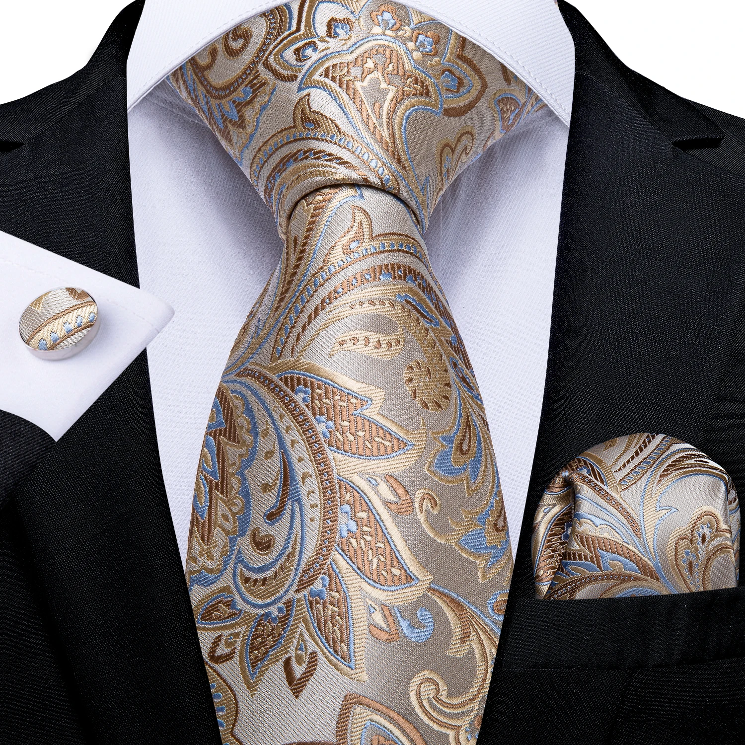 Fashion Paisley Men's Ties Gold Teal Green Black Tie For Men 8cm Business Wedding Accessories Cravat Gift For Men DiBanGu