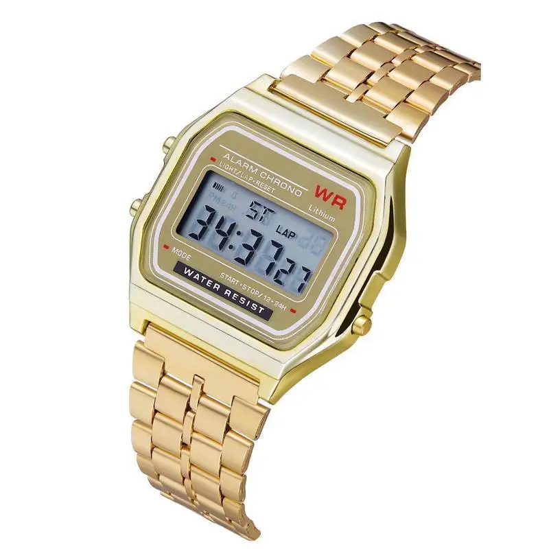 F91W Non-Waterproof Steel Band Watch For Women, Men, Business Clock, Multi-Functional LED Digital Sports Watch, Electronic Clock