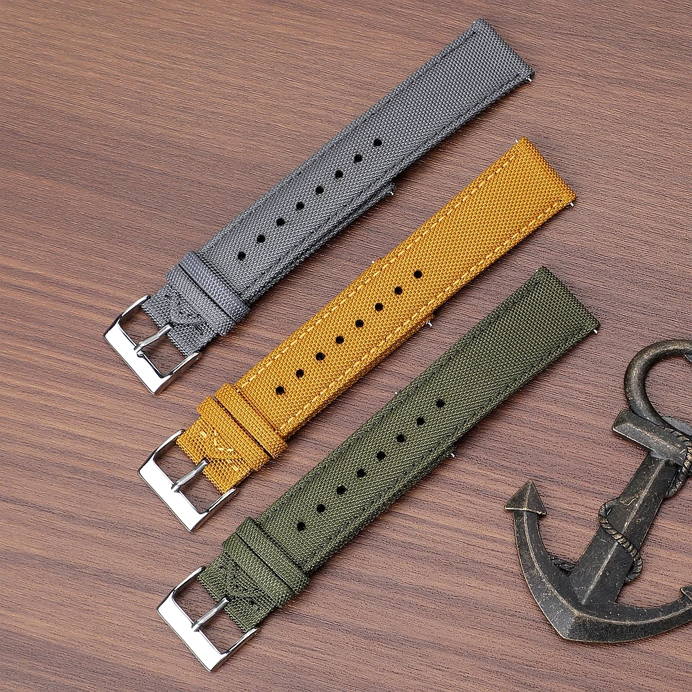 18mm 19mm 20mm 21mm 22mm 24mm Sailcloth Watch Strap Wear-Resistant Breathable Nylon Watchband Quick Release Band Belt For Men