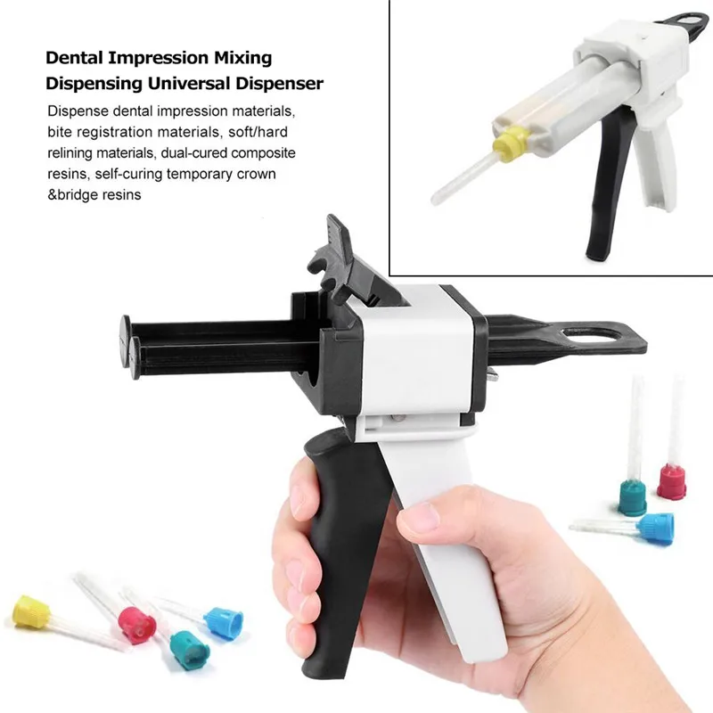 Dental Impression Mixing Dispensing Gun Universal Dispenser Gun 1:1 /1:2 Silicon Rubber Dispenser Gun 10:1 Dentist Tools