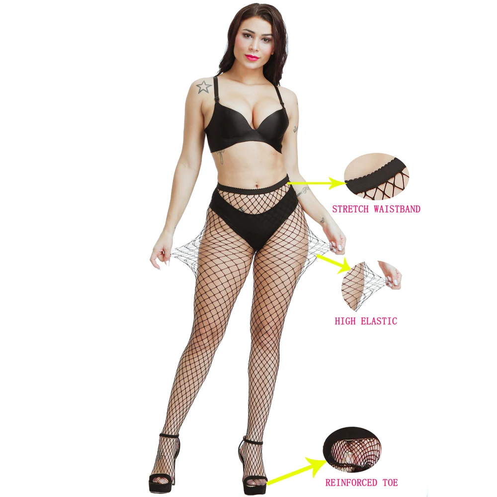 Sexy Women Fishnet Pantyhose Multicolor Plus Size Stocking Colored Small Middle Big Mesh Fish Nets Tight Anti Hook Nylon Tights