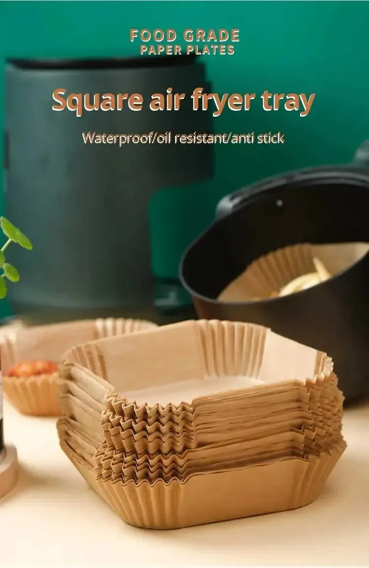 50Pcs Air Fryer Disposable Paper Non-Stick Airfryer Baking Papers Round Air-Fryer Paper Liners Paper Kitchen Accessories