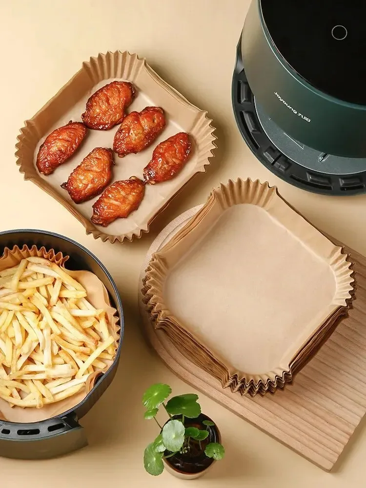 50Pcs Air Fryer Disposable Paper Non-Stick Airfryer Baking Papers Round Air-Fryer Paper Liners Paper Kitchen Accessories
