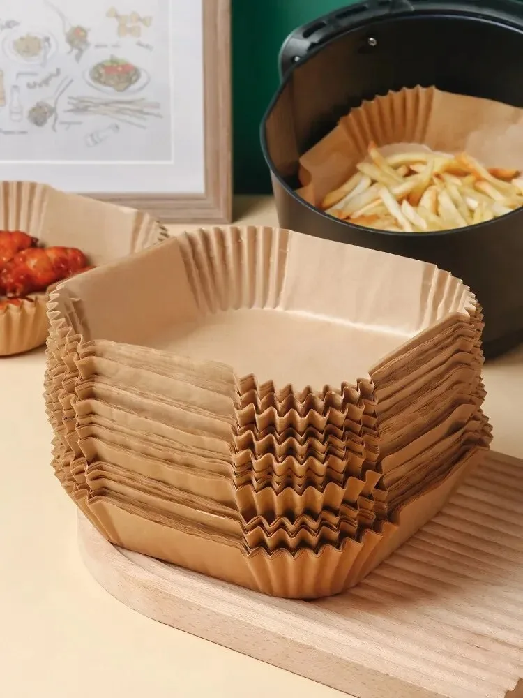 50Pcs Air Fryer Disposable Paper Non-Stick Airfryer Baking Papers Round Air-Fryer Paper Liners Paper Kitchen Accessories