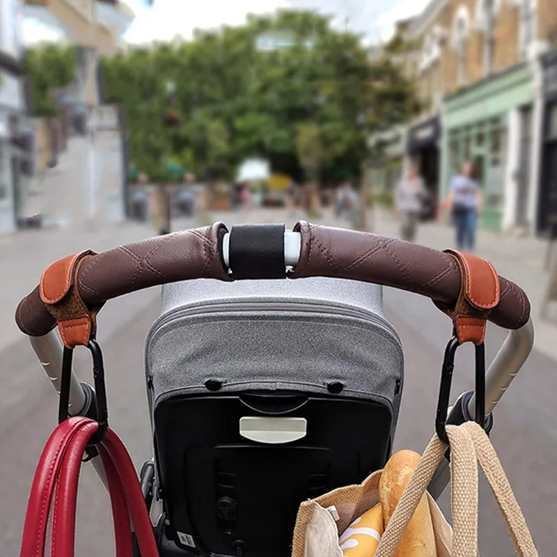 1/2pcs PU Leather Baby Stroller Hook for Pram Rotate 360 Degree Rotatable Cart Organizer Pram Hook Stroller Accessories