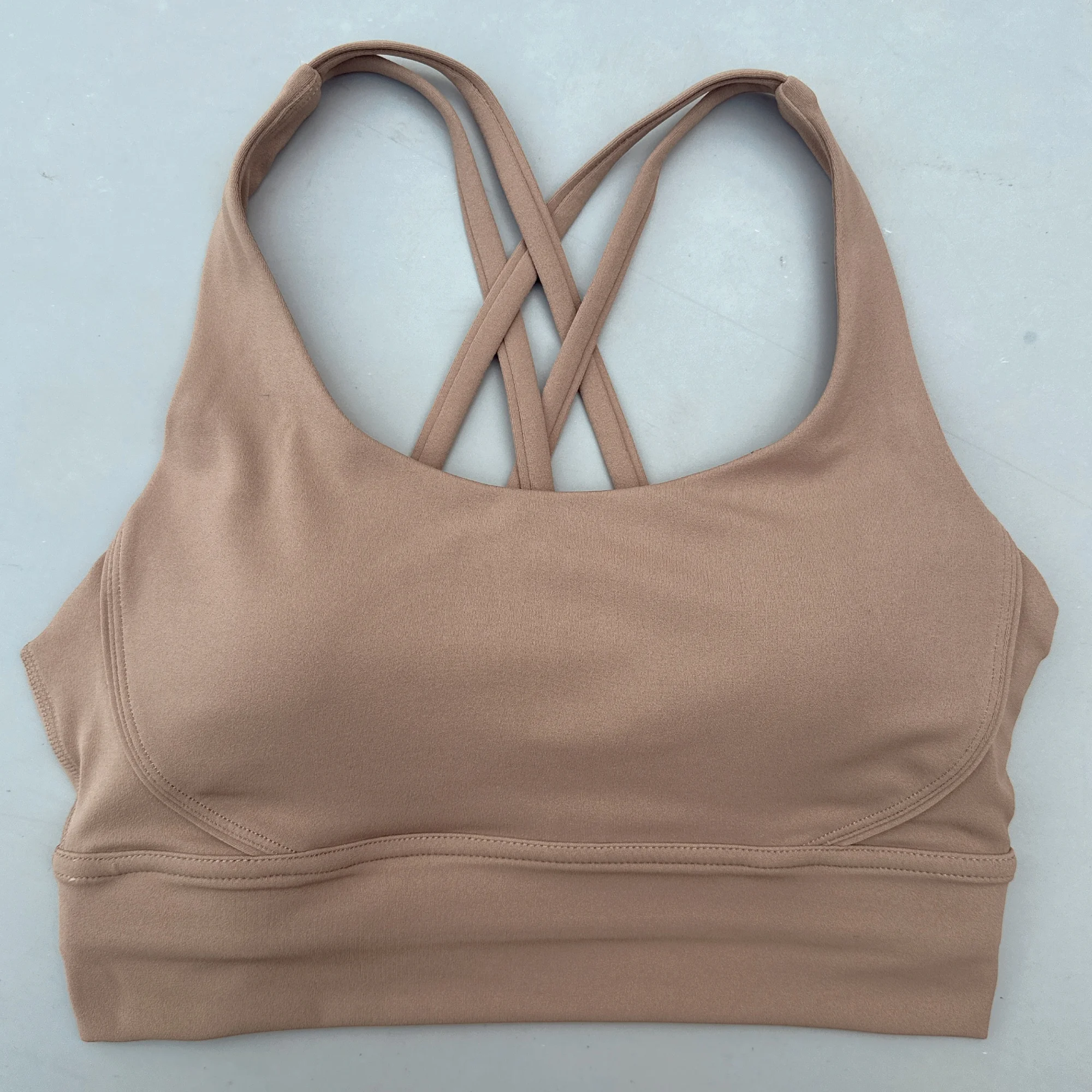 Solid Color Soft Cross Back Women Fitness Bra Tights Yoga Vest High Strength Shockproof Gym Sports Top Push Up With Chest Pad