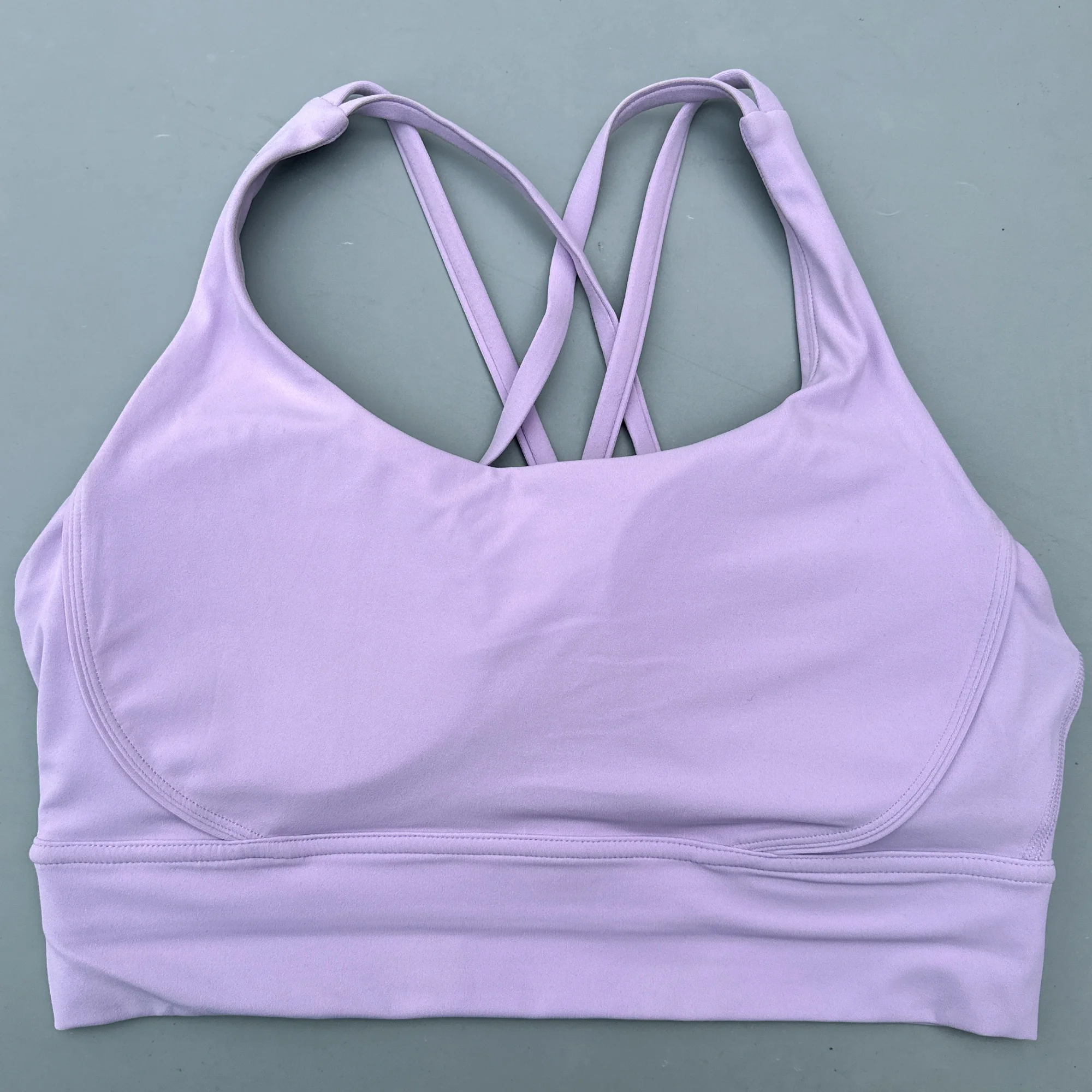 Solid Color Soft Cross Back Women Fitness Bra Tights Yoga Vest High Strength Shockproof Gym Sports Top Push Up With Chest Pad
