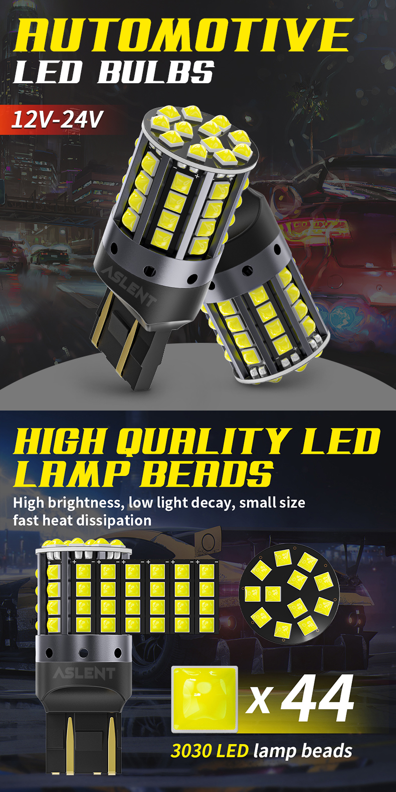 2x 1157 BAY15D P21/5W 1156 BA15S P21W BAU15S PY21W LED WY21W 7440 W21W T20 7443 W21/5W Turn Signal Reverse Brake Light Bulb 12V