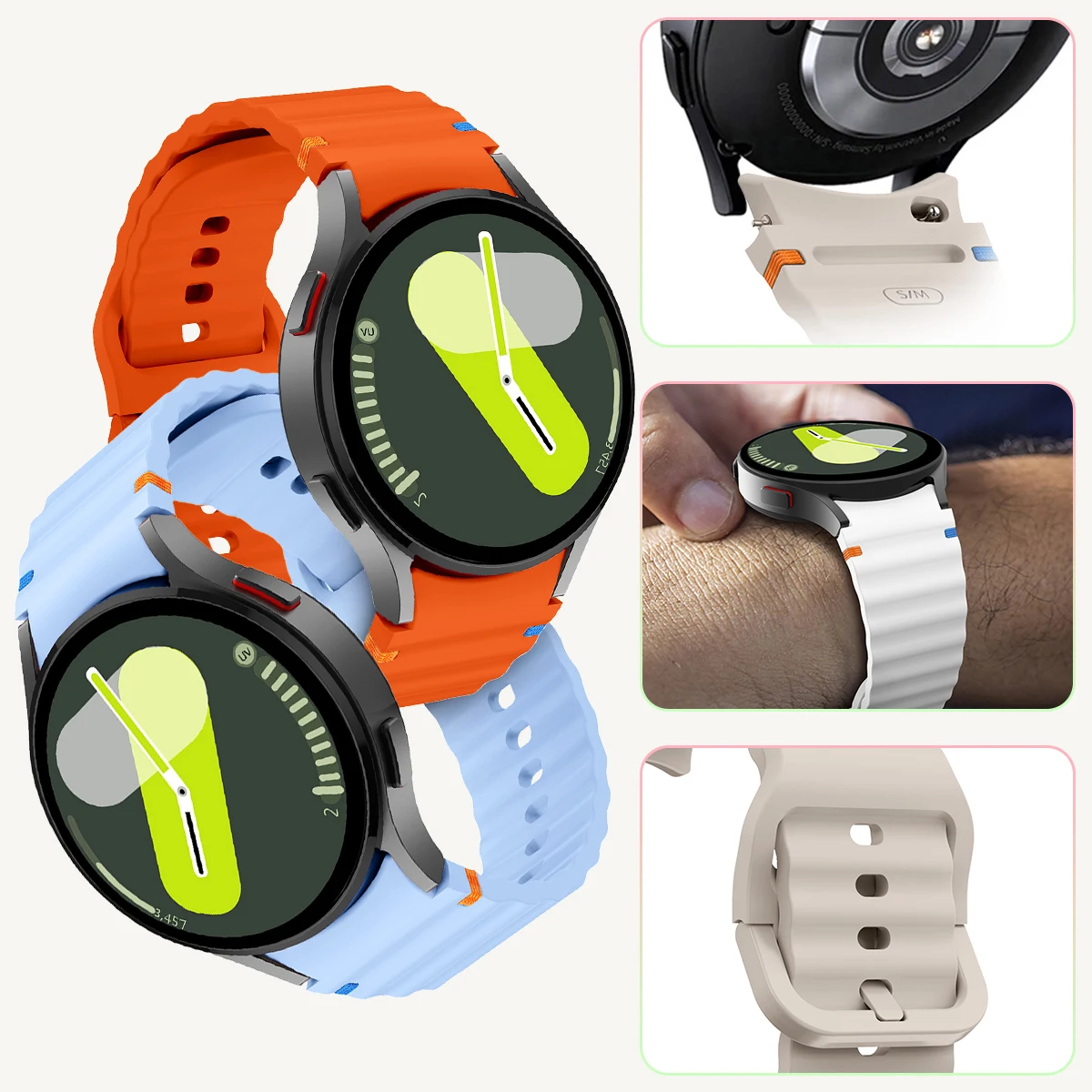 Original Silicone Band for Samsung Galaxy Watch 7 FE 6 4 Classic 5 Pro 44mm 40mm 43mm 47mm 45mm Bracelet Galaxy Watch6 7 Strap
