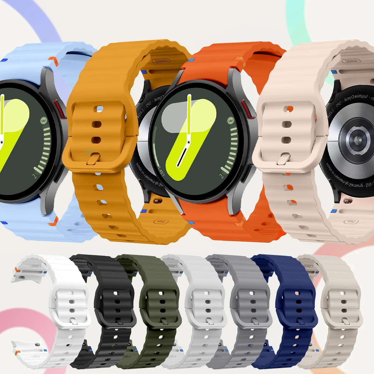 Original Silicone Band for Samsung Galaxy Watch 7 FE 6 4 Classic 5 Pro 44mm 40mm 43mm 47mm 45mm Bracelet Galaxy Watch6 7 Strap