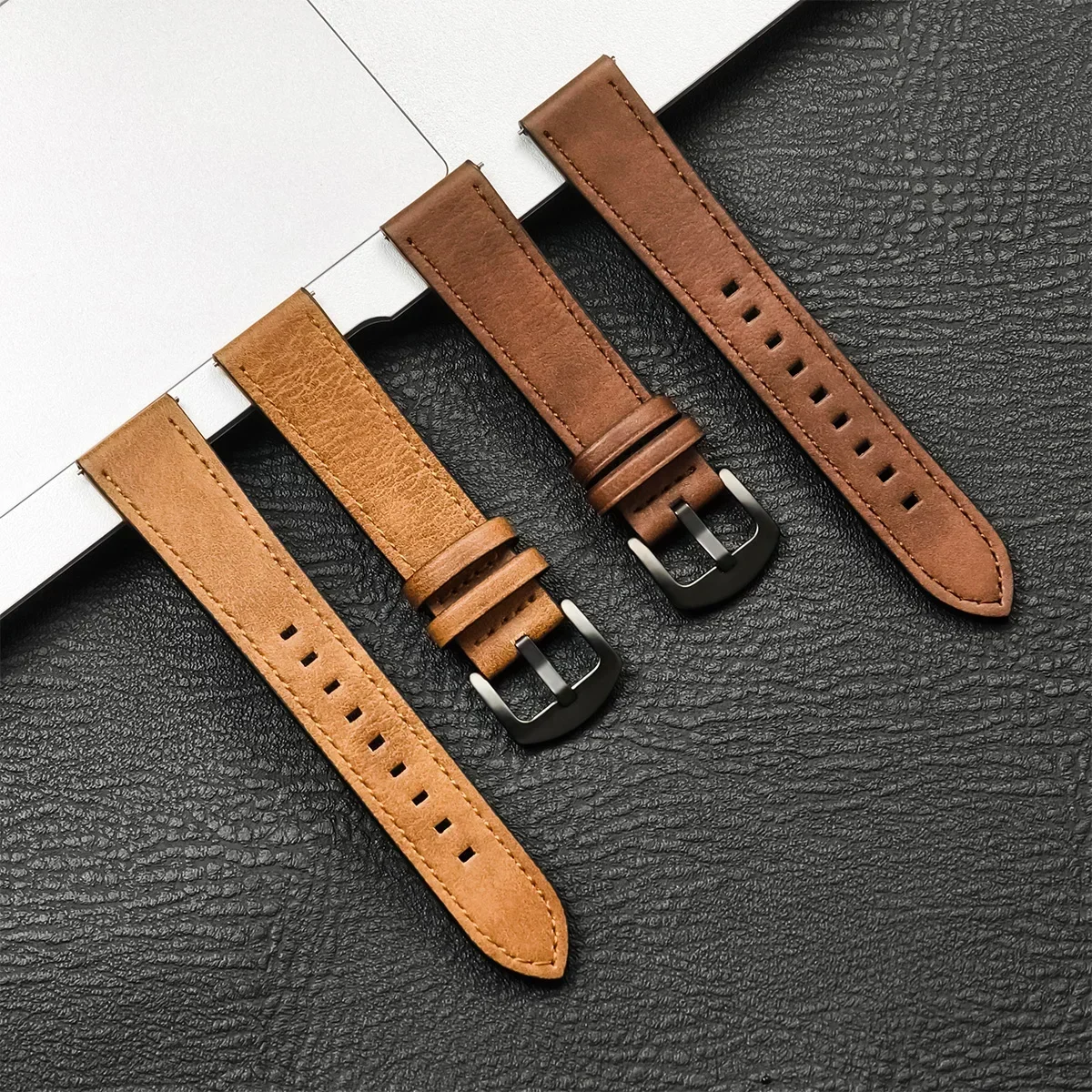 20mm 22mm Leather Strap for Samsung Galaxy Watch 6 5 4 40mm 44mm Gear Band Vintage Bracelet for Xiaomi Redmi Watch 3 Lite/Active