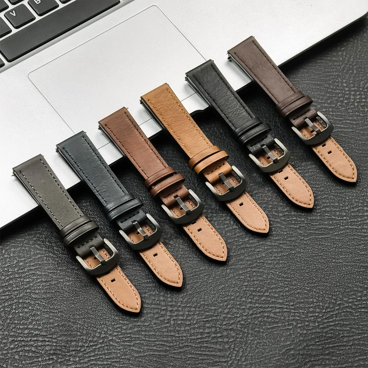 20mm 22mm Leather Strap for Samsung Galaxy Watch 6 5 4 40mm 44mm Gear Band Vintage Bracelet for Xiaomi Redmi Watch 3 Lite/Active