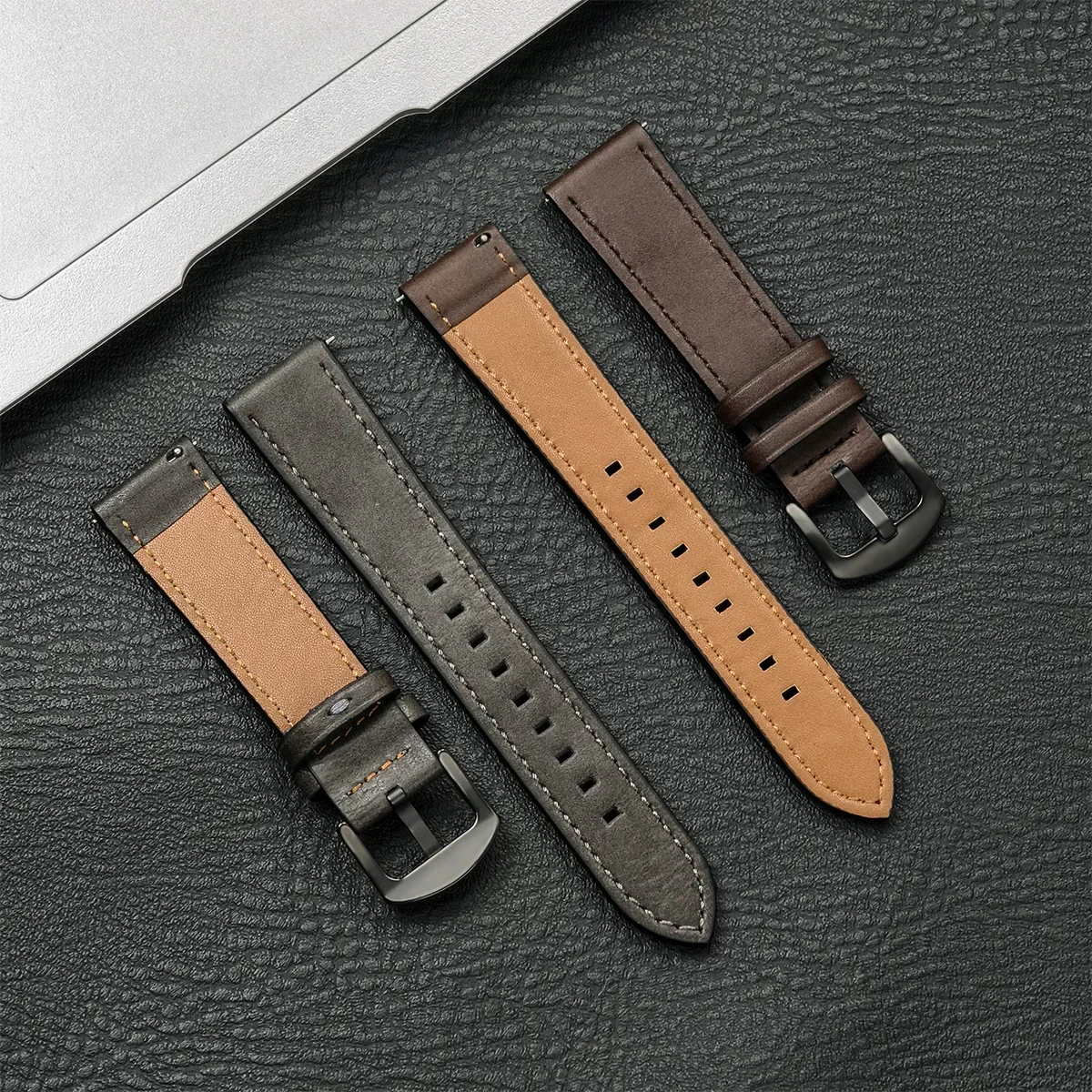 20mm 22mm Leather Strap for Samsung Galaxy Watch 6 5 4 40mm 44mm Gear Band Vintage Bracelet for Xiaomi Redmi Watch 3 Lite/Active