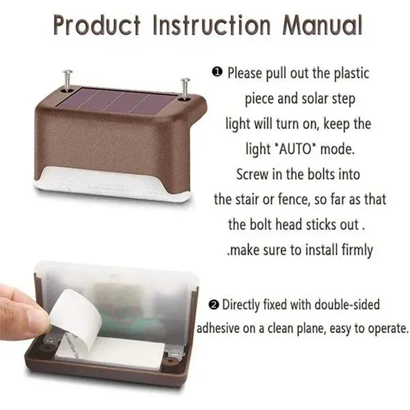 1/4/8/12/pcs Solar LED Lights Outdoor Garden Light Deck Lamp Solar Stairs Light Waterproof Solar Step Lamp Patio Garden Decor