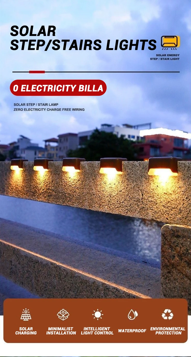1/4/8/12/pcs Solar LED Lights Outdoor Garden Light Deck Lamp Solar Stairs Light Waterproof Solar Step Lamp Patio Garden Decor