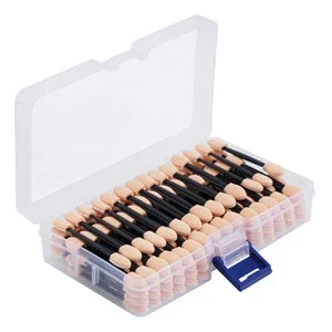 Cuttte 50/100PCS Disposable Dual Sides Eye Shadow Sponge Applicators with Container, Length Eyeshadow Brushes Makeup Applicator