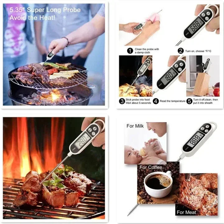Food Thermometer TP300 Digital Kitchen Water Oil Thermometer for Meat Cooking Food Probe BBQ Electronic Oven Kitchen Tools