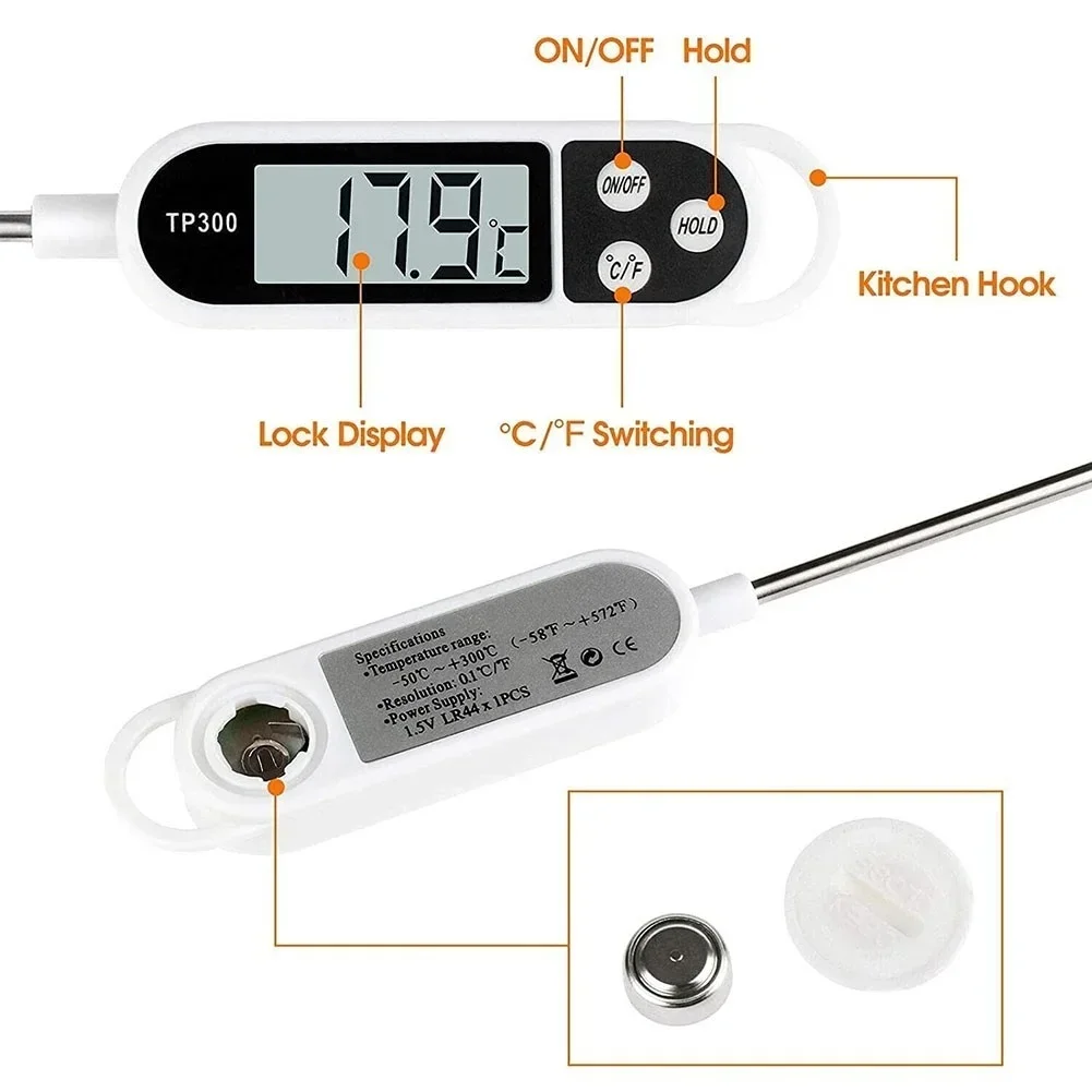 Food Thermometer TP300 Digital Kitchen Water Oil Thermometer for Meat Cooking Food Probe BBQ Electronic Oven Kitchen Tools
