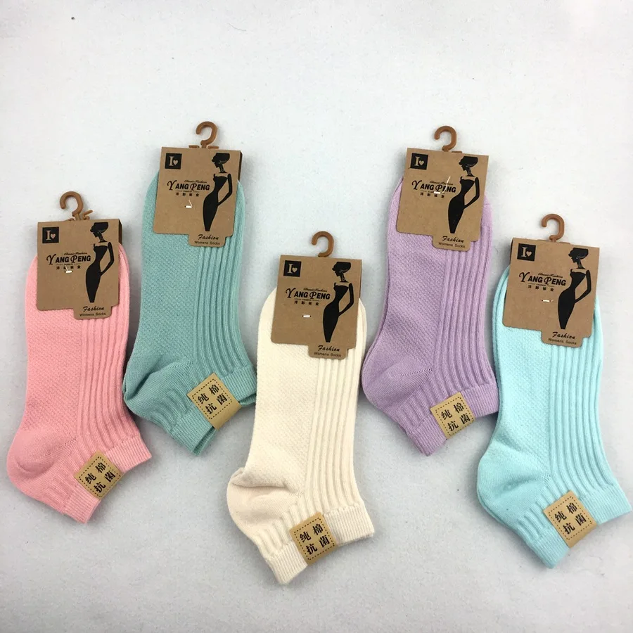 5 Pairs 100 Cotton Socks Women Men Female 1 Set Lot Color Pack Candy Color Ladies Sock Solid Color Invisible Female Sock Unisex