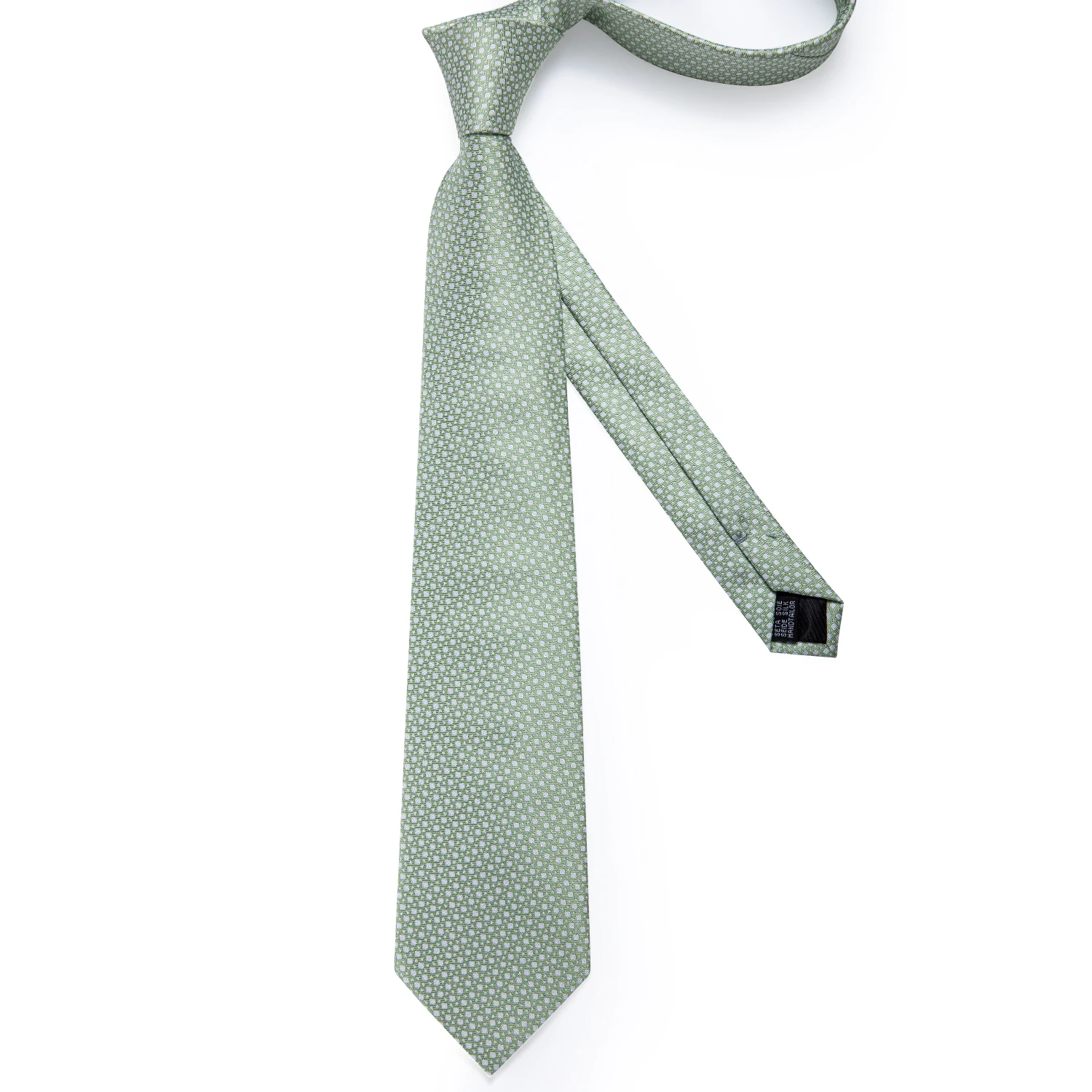 Fashion 8cm Tie Light Green Necktie Men Business Wedding Party Formal Neck Tie Accessories Handkerchief Cufflinks DiBanGu