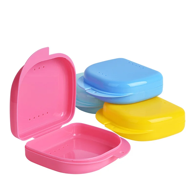 50pcs Denture Tray Box Dental Orthodontic Retainer Box Case Plastic Teeth Container Denture Box False Teeth Protective Case