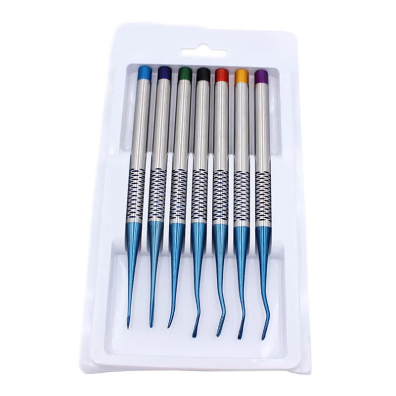 7 Pcs/Set Dental Tooth Extracting Tools Set Titanium Alloy Implant Instrument Dental Elevator Set Dental Extraction Root Tooth
