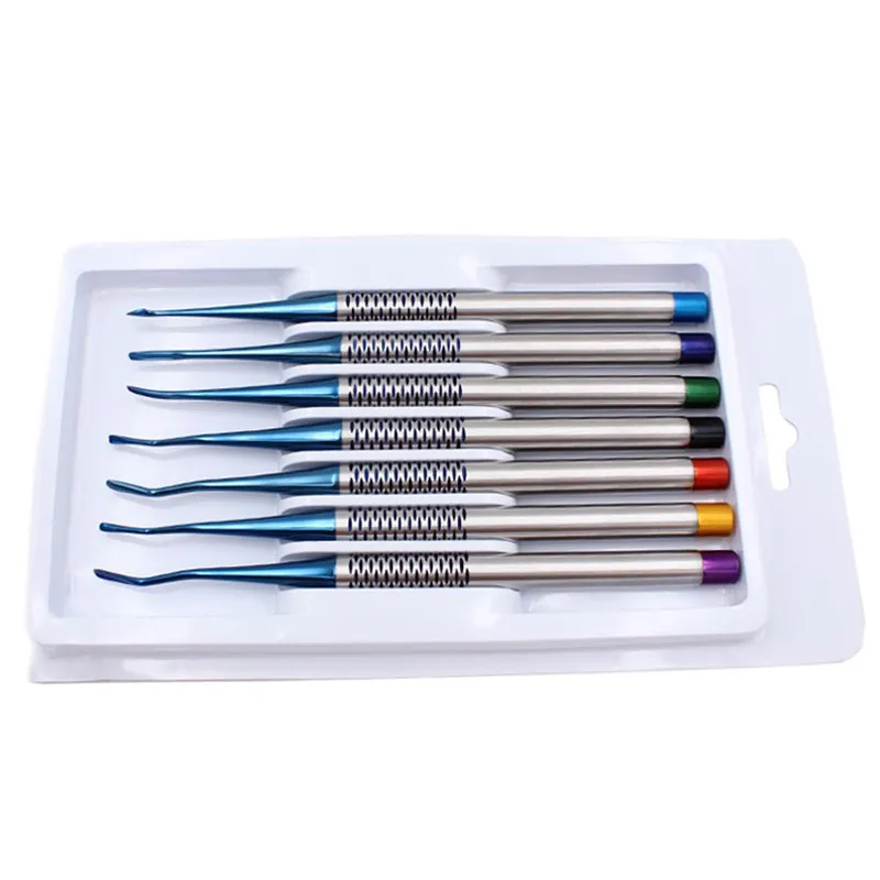 7 Pcs/Set Dental Tooth Extracting Tools Set Titanium Alloy Implant Instrument Dental Elevator Set Dental Extraction Root Tooth