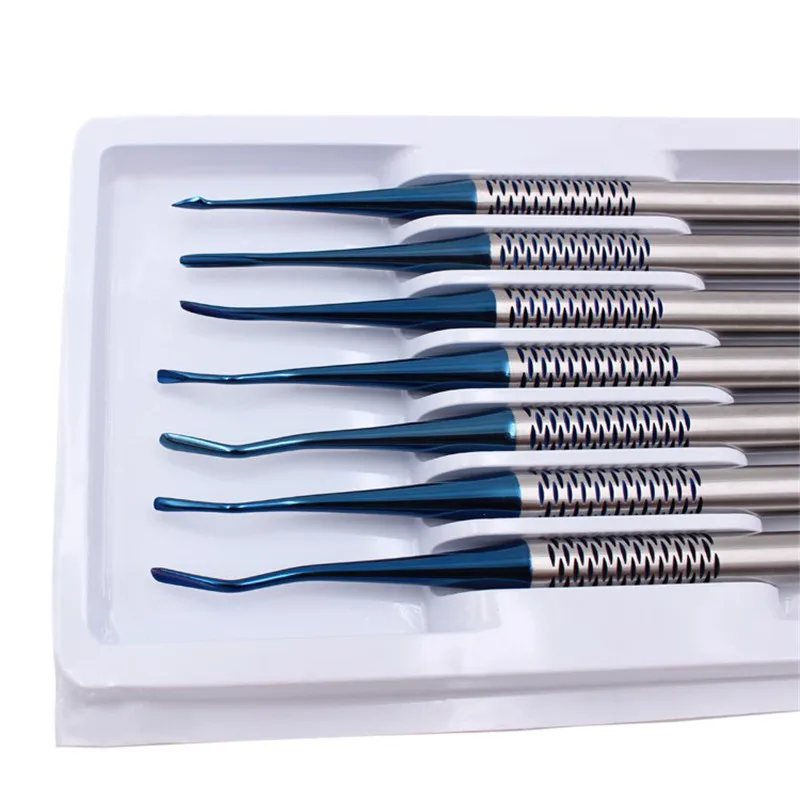 7 Pcs/Set Dental Tooth Extracting Tools Set Titanium Alloy Implant Instrument Dental Elevator Set Dental Extraction Root Tooth