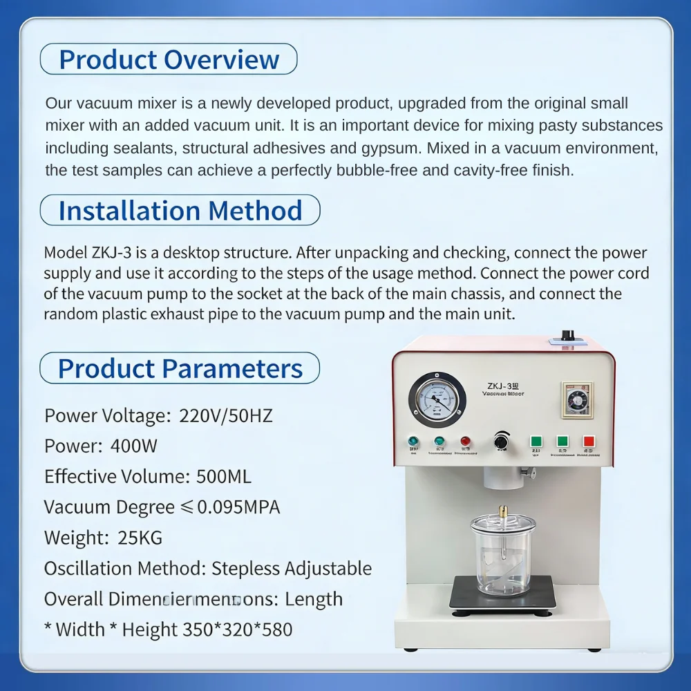 AG Dental Vacuum Mixer - Dental Lab Equipment Lab Compact Gypsum Stirrer with Vacuum Pump & Mixing Cup for Bubble-Free Casts