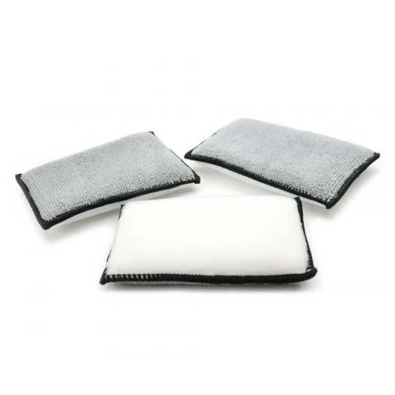 2-10Pcs Soft Double Side Microfiber Scrubbing Sponge Car Leather Cleaning Microfiber Towel Wax Sponge Auto Detailing Tools