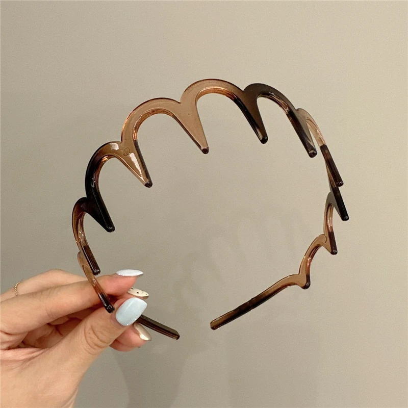 Korean Women Hair Comb Headband Plastic U Shape Hair Hoops Fixed Teeth Non-Slip Fluffy Top Hair Bands Headwear Hair Accessories
