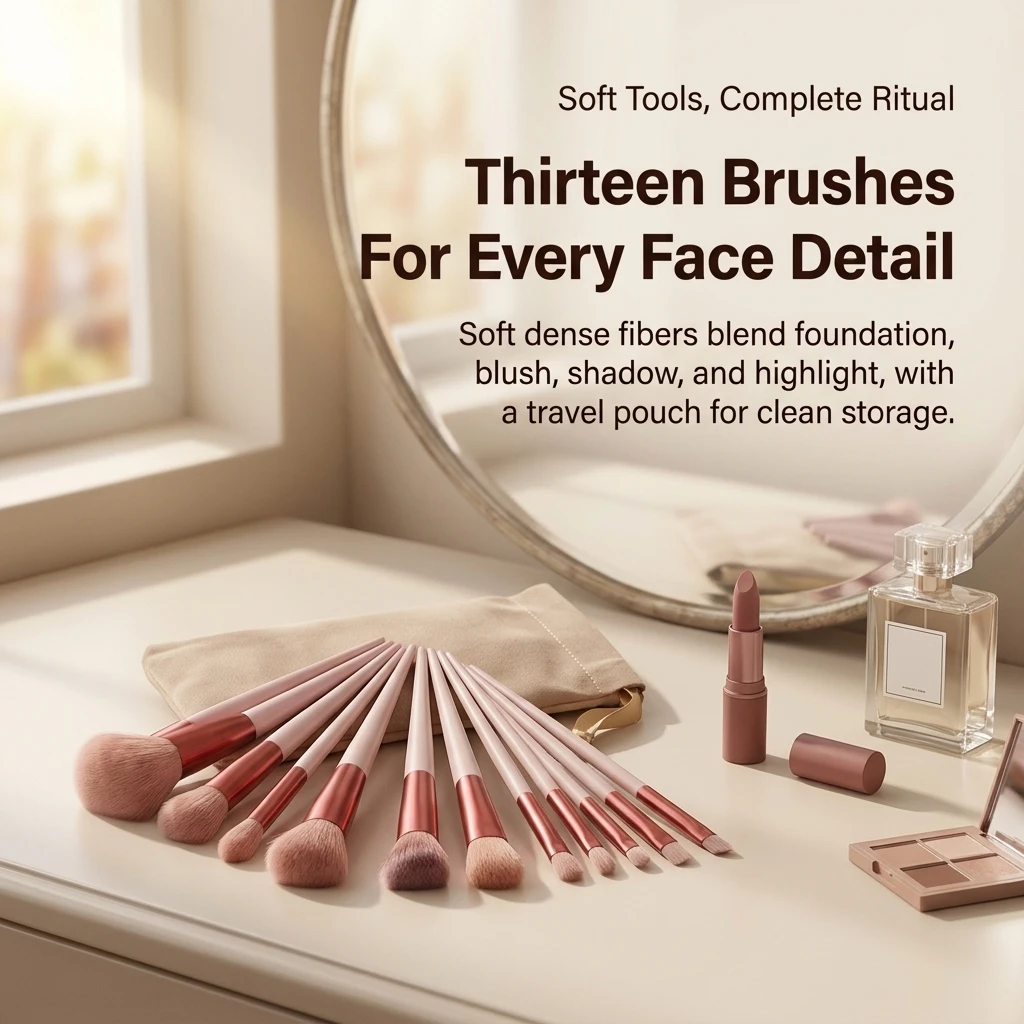13 PCS Makeup Brushes Set Eye Shadow Foundation Women Cosmetic Brush Eyeshadow Blush Beauty Soft Make Up Tools Bag
