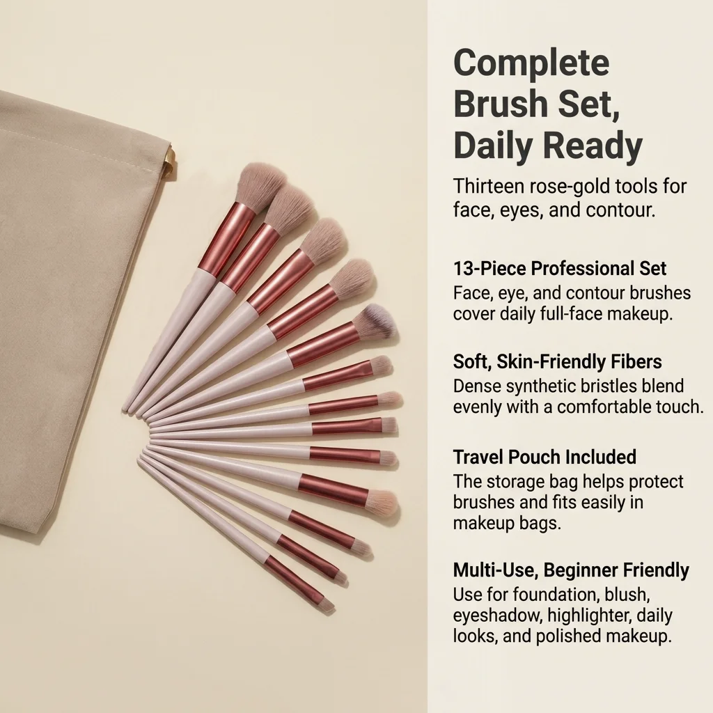 13 PCS Makeup Brushes Set Eye Shadow Foundation Women Cosmetic Brush Eyeshadow Blush Beauty Soft Make Up Tools Bag