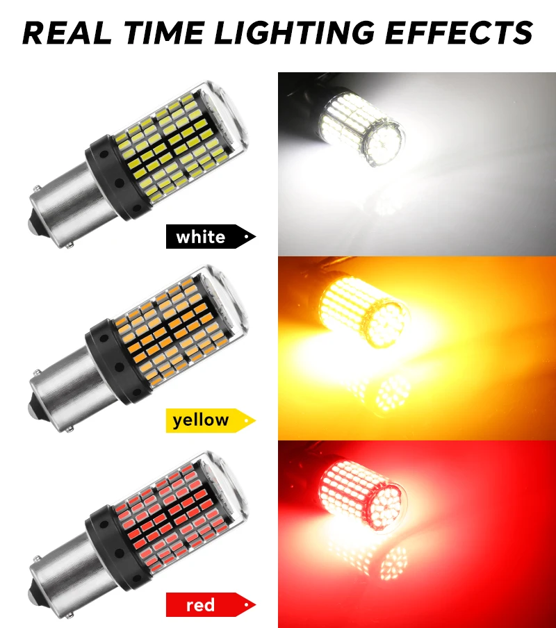 YiRui 2pcs 12-48V New LED Bulbs 144smd Lamp Reverse Turn Signal Light BA15S P21W BAU15S PY21W 7440 W21W P21/5W 1157 BAY15D