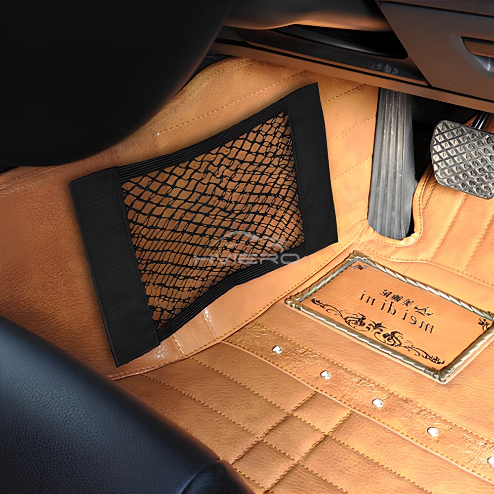 1X Car Back Rear Trunk Organizer Net Mesh Seat Elastic String Magic Sticker Universal Storage Bag Pocket Auto Put Paper Stowing