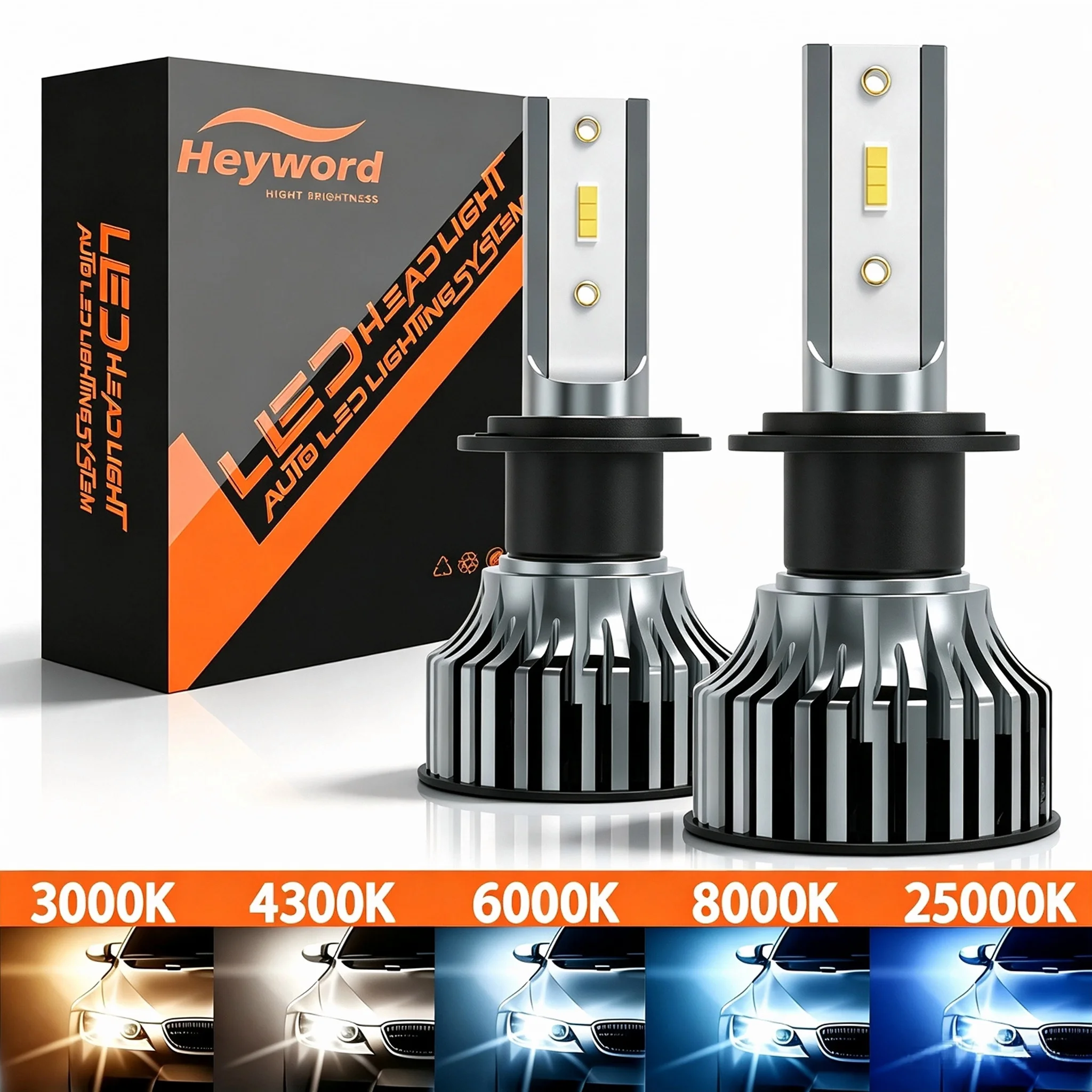 Heyword 22000lm 160W 1860 CSP Chip 3000k/4300k/6000k/8000k Car LED Headlight H4 H7 H1 LED Headlights 9005 H7 H9 H11 Fog Light
