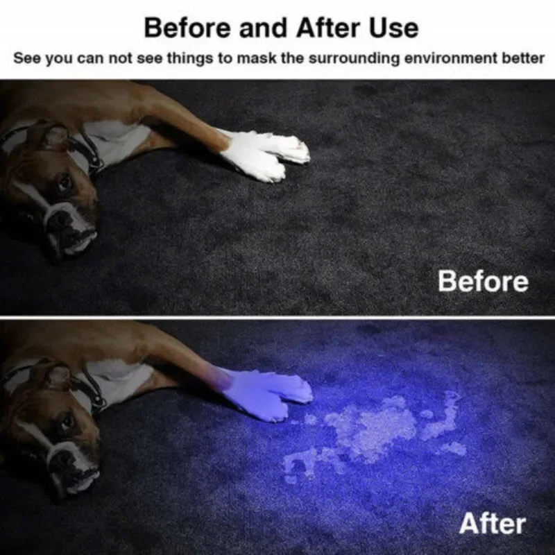 395/365nm UV Flashlight LED Ultraviolet Torch Zoomable Mini Ultra Violet Lights Inspection Lamp Pet Urine Stain Detector Tools