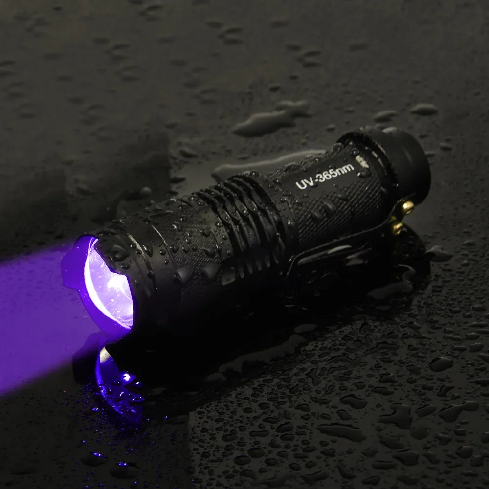 395/365nm UV Flashlight LED Ultraviolet Torch Zoomable Mini Ultra Violet Lights Inspection Lamp Pet Urine Stain Detector Tools