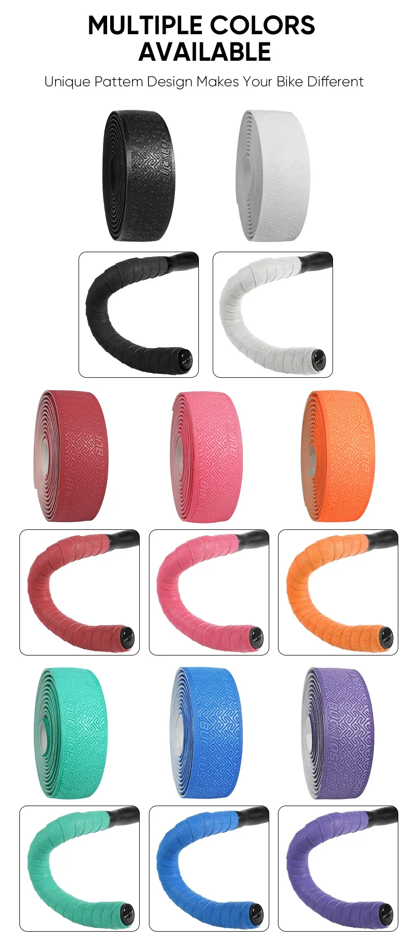 BUCKLOS Bicycle Handlebar Tapes Road Bicycle Handlebar Tape Anti-slip Waterproof Cycling Bar Wrap Road Bike Accessories