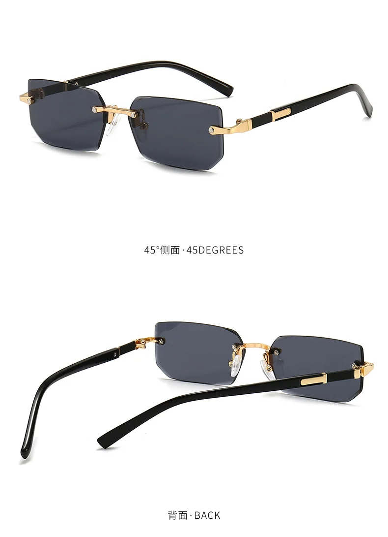 Rimless Sunglasses Rectangle Fashion Popular Women Men Shades Small Square Sun Glasses For Female Male Summer Traveling Glasses