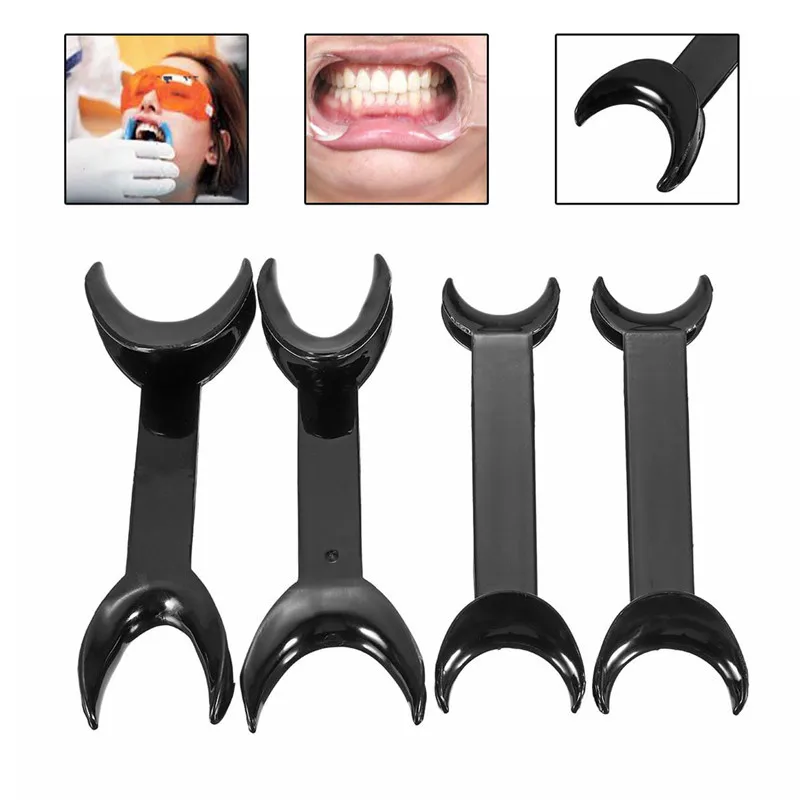 2pcs Black Double Head Lip Retractor Dental Intraoral Lip Cheek Retractor Dental Orthodontic Mouth Opener Dentist Tools 2 Sizes