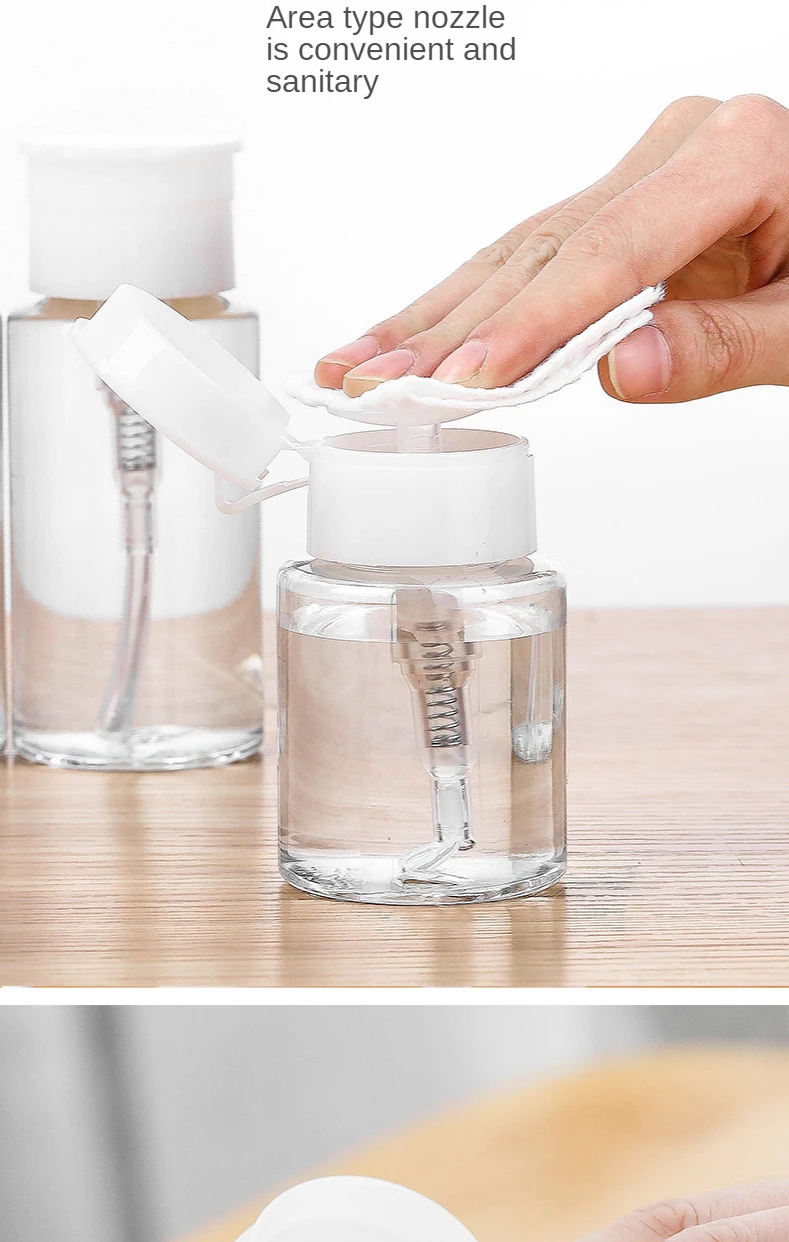 Refillable Bottles Push-type Bottling Push Down Empty Pump Dispenser Bottle for Nail Polish and Makeup Remover Bottle Packaging
